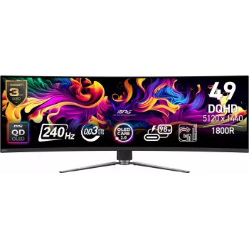 MSI MPG 491CQPX QD-OLED datora monitors 124,5 cm (49 collas) 5120 x 1440 pikseļi Dual QHD Melns
