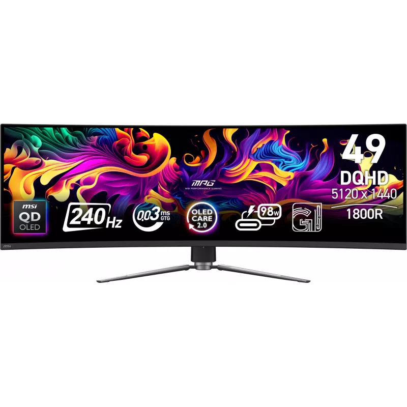 MSI MPG 491CQPX QD-OLED datora monitors 124,5 cm (49 collas) 5120 x 1440 pikseļi Dual QHD Melns