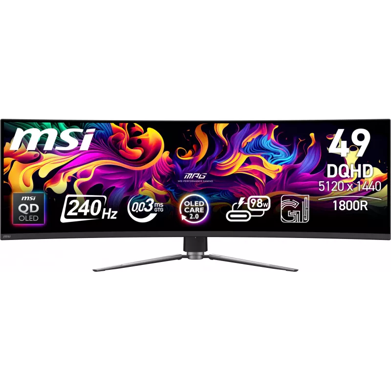MSI MPG 491CQPX QD-OLED datora monitors 124,5 cm (49 collas) 5120 x 1440 pikseļi Dual QHD Melns