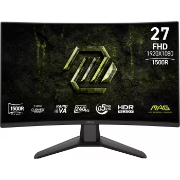 27 collu MSI MAG 274CF X24 izliekts Rapid VA monitors, Full HD 1920×1080, 0,5 ms, 300 cd/m², VESA, melns