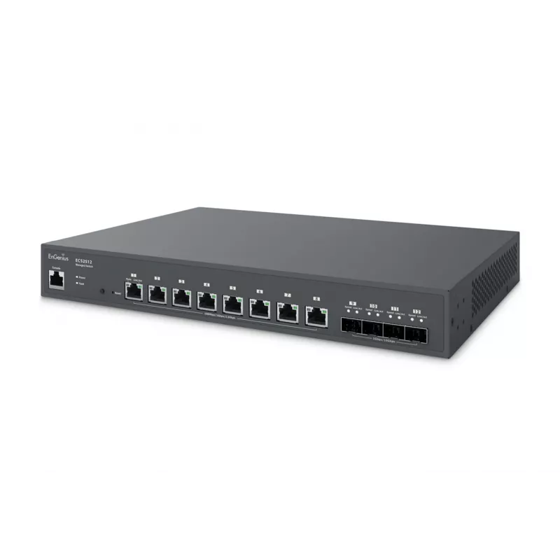 EnGenius Cloud pārvaldāms slēdzis 8 porti 2.5GbE 4xSFP+ L2+ 13i, pārvaldāms, L2+, 2.5G Ethernet (100/1000/2500), pilna dupleksa, statņu montāža