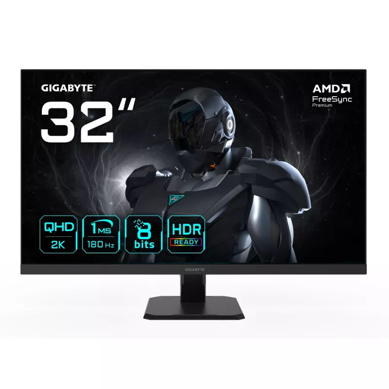 GIGABYTE GS32QA 32” QHD spēļu monitors - 2560 x 1440, 180Hz, 1ms, 300 cd/m², FreeSync Premium, HDR Ready, HDMI 2.0, Displayport 1.4