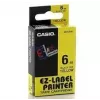 Lentu kasetne CASIO XR-6YW1 — 6 mm x 8 m, melns teksts uz dzeltena, melna kasetne