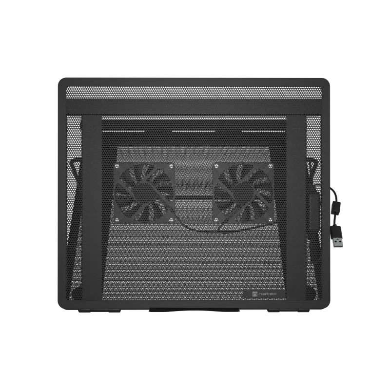 Portatīvā datora dzesēšanas paliktnis NATEC Tern 2 Plus — 2 ventilatori, piemērots portatīvajiem datoriem līdz 17,3 collām, melns