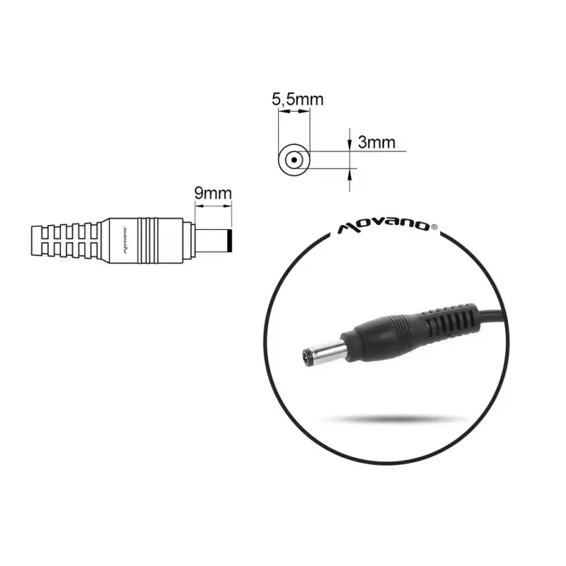 Klēpjdatora lādētājs MITSU 19V 4.74A (5.5×3.0 mm kontakts) saderīgs ar Samsung
