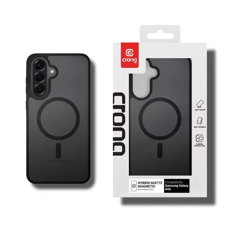 Aizsargmaciņš Crong Hybrid Matte Magnetic Samsung Galaxy A56 — TPU + PC, melns