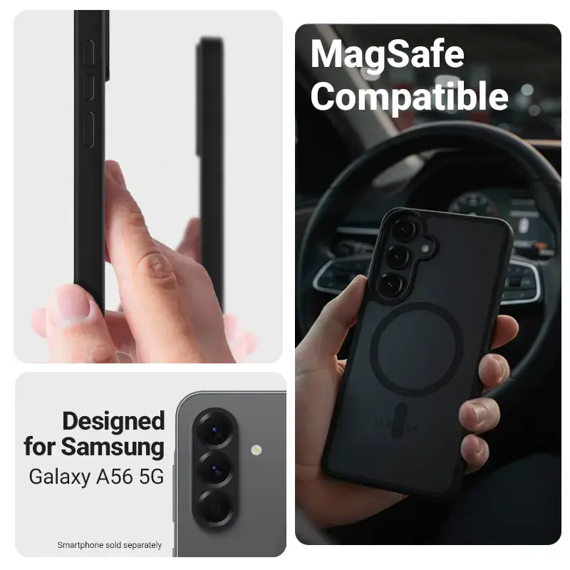 Aizsargmaciņš Crong Hybrid Matte Magnetic Samsung Galaxy A56 — TPU + PC, melns