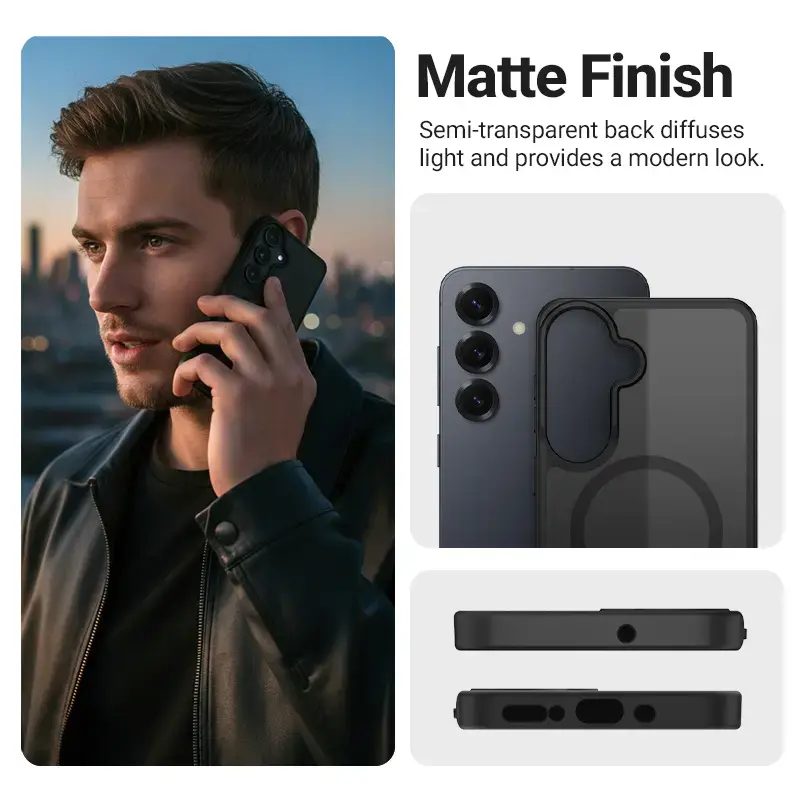 Aizsargmaciņš Crong Hybrid Matte Magnetic Samsung Galaxy A56 — TPU + PC, melns