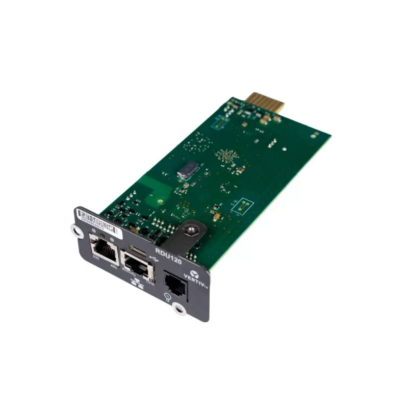 Vertiv Liebert IntelliSlot RDU120 - tīkla karte, attālās uzraudzības adapteris, RS-485, USB ports, UL2900-1 kiberdrošības sertifikāts, 1 Gb Ethernet (RDU120)