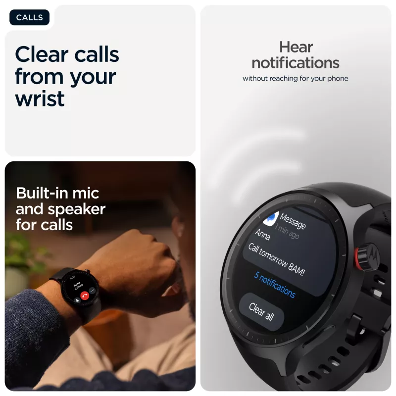 Motorola Moto Watch 3,63 cm (1,43 collas) OLED 47 mm digitāls skārienjūtīgs Melns GPS (satelīta)