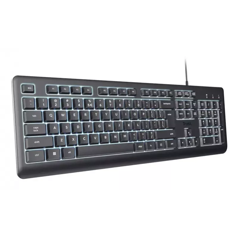 Trust Primo apgaismota tastatūra mājas/biroja USB QWERTY US angļu melna