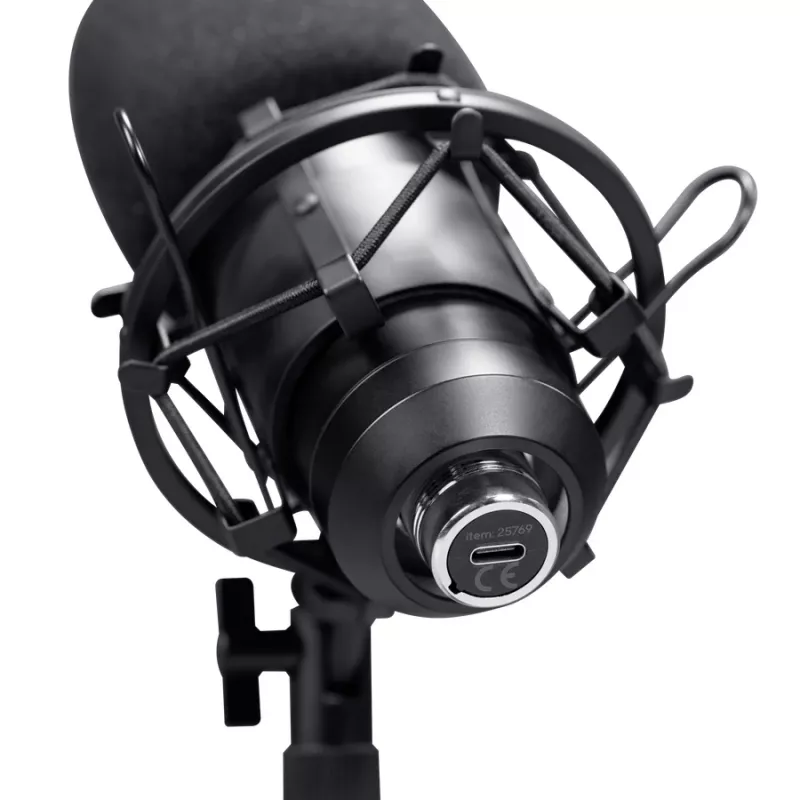 Studijas mikrofons TRUST GXT 269 Emita II — vadu USB, metāla korpuss, galda stiprinājums, melns (42×162×42 mm)