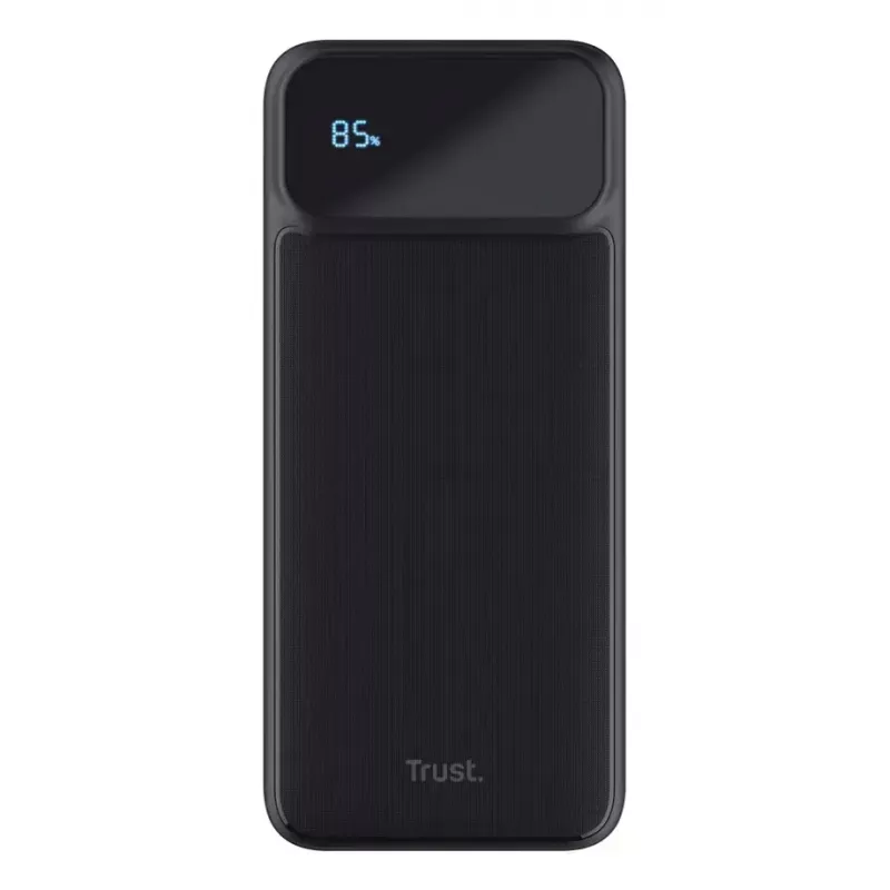 Ārējais akumulators TRUST 25882 — Pārnēsājams Li‑Ion 10000 mAh, PD 3.0/PPS/QC3.0, 2×USB‑A + 1×USB‑C, 20W, Melns