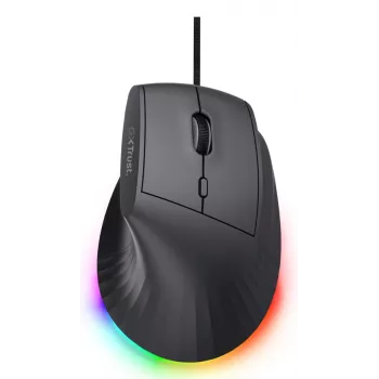 Spēļu pele TRUST GXT 145 Rexxa labās rokas USB Type-A 12800 DPI, vadu, RGB ritenis, melna