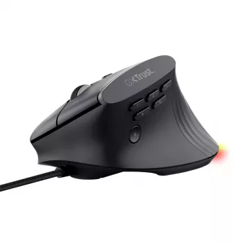 Spēļu pele TRUST GXT 145 Rexxa labās rokas USB Type-A 12800 DPI, vadu, RGB ritenis, melna