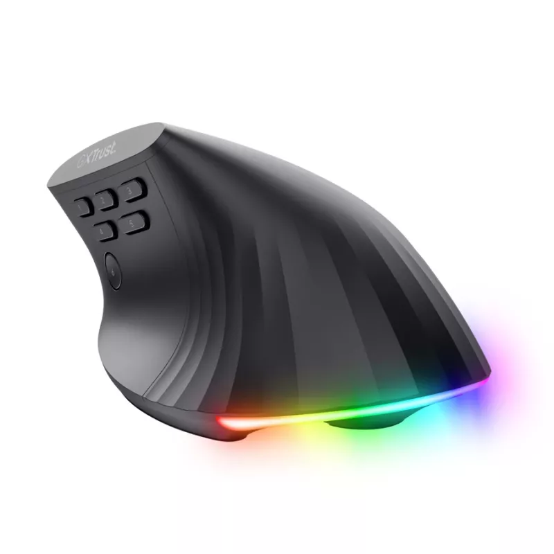 Spēļu pele TRUST GXT 145 Rexxa labās rokas USB Type-A 12800 DPI, vadu, RGB ritenis, melna