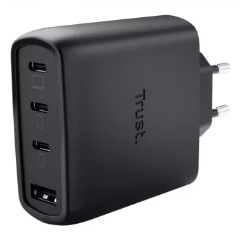 TRUST Maxo 65W iekštelpu maiņstrāvas ātrais lādētājs, 3× USB-C, maks. 20V, 2m kabelis, melns