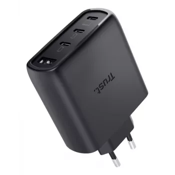TRUST Maxo 65W iekštelpu maiņstrāvas ātrais lādētājs, 3× USB-C, maks. 20V, 2m kabelis, melns