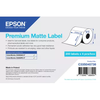 Pašlīmējošā printera etiķete Epson C33S045738 76 mm x 127 mm