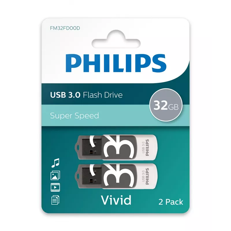 Philips Vivid USB zibatmiņa 64 GB USB Type-A 3.2 Gen 1 (3.1 Gen 1) Pelēka, Balta
