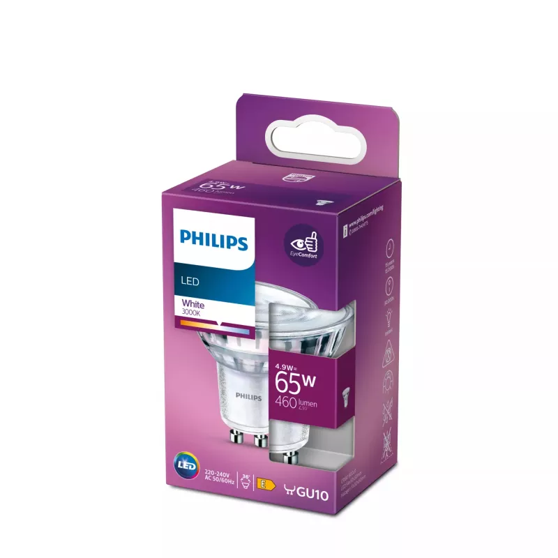 Philips LED spuldze Balta 3000 K 4.9 W GU10 E