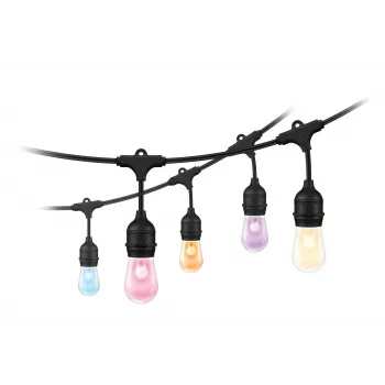 WiZ String Lights, viedā virknes gaisma, Wi-Fi/Bluetooth, melna, Wi-Fi 4 (802.11n), 802.11b, 802.11g, LED, plastmasa
