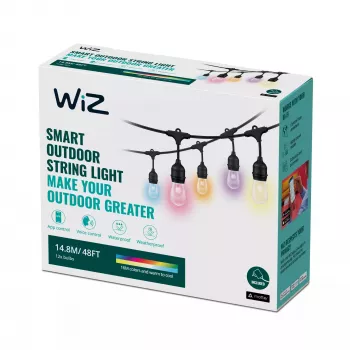 WiZ String Lights, viedā virknes gaisma, Wi-Fi/Bluetooth, melna, Wi-Fi 4 (802.11n), 802.11b, 802.11g, LED, plastmasa
