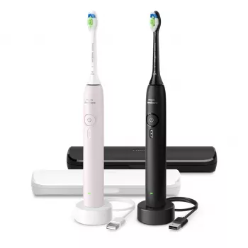 Uzlādējama skaņas zobu birste Philips 3100 sērija HX4072/42 — 2 rokturi, 2 birstes galviņas, Li‑Ion akumulators, Daily Care režīms