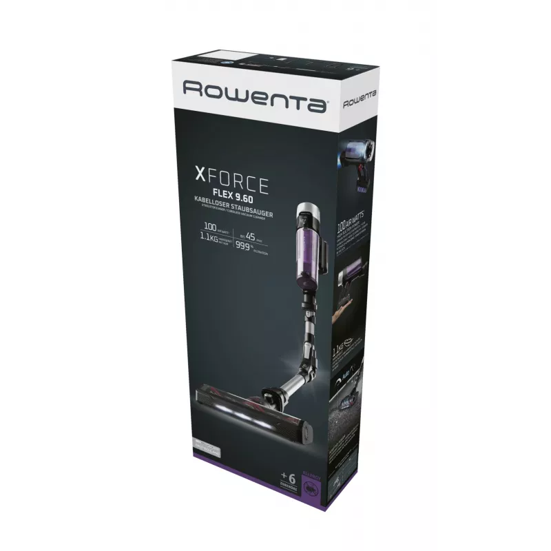 Rowenta RH2037 2-in-1 stick vacuum baterija Dry Bagless 0.4 L 250 W Melns, violeta
