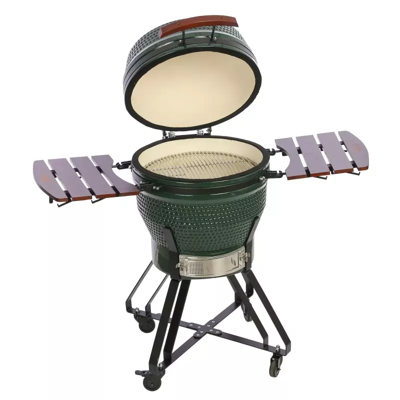 TARGUS Kamado Pro 22 collu grils Izmērs M (TunaBone) – keramiskais kamado, 22 collu cepšanas virsma, zaļš