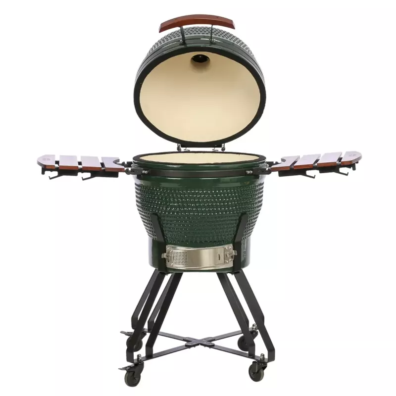 TARGUS Kamado Pro 22 collu grils Izmērs M (TunaBone) – keramiskais kamado, 22 collu cepšanas virsma, zaļš