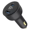 Automašīnas lādētājs Gembird TA-UC-AC2PD30LCD-CAR-01, USB-C, 30 W, 12–24 V, melns