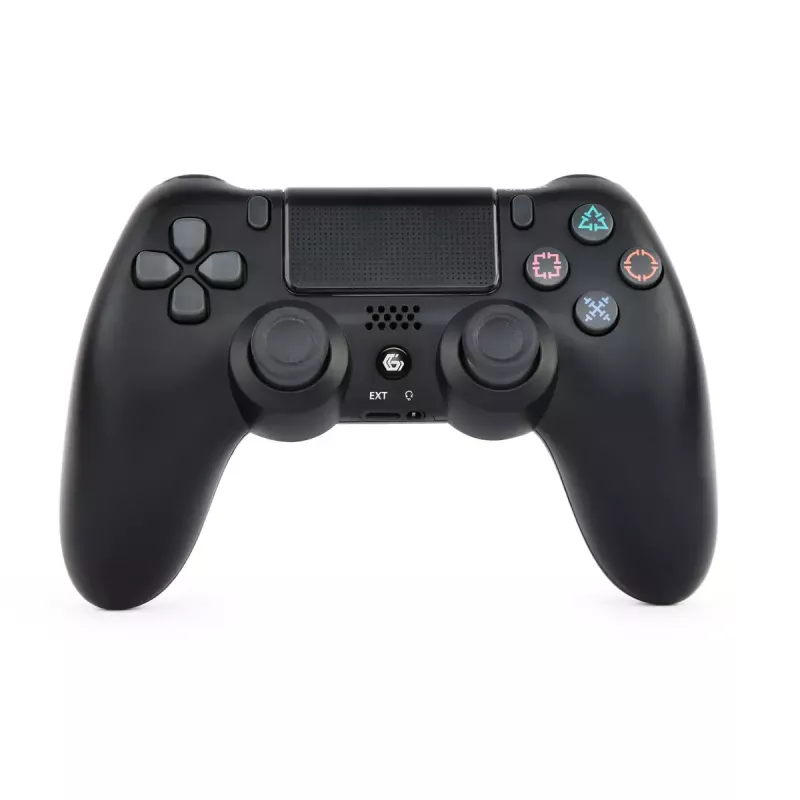 Spēļu kontrolieris GEMBIRD JPD-PS4BT-02 melns – Bluetooth, RF, USB, Li-ion baterija, PS4