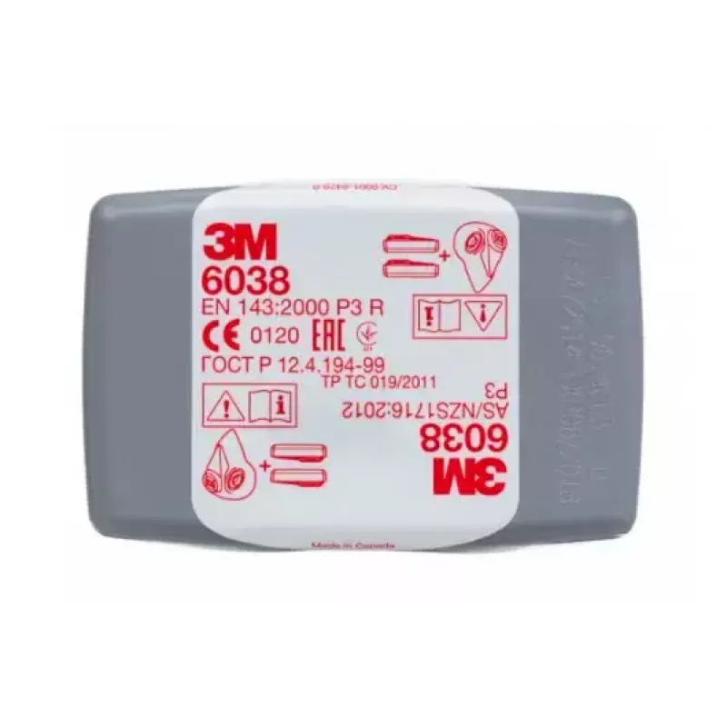 Gāzu un tvaiku filtrs 3M 6038 P3 filtrācija 80 gab.