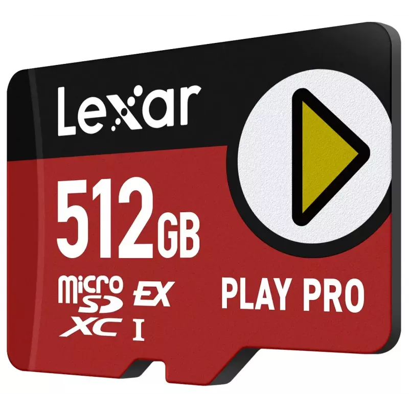 MicroSDXC atmiņas karte Lexar PLAY PRO 512 GB UHS-I U3 — 900 MB/s lasīšana, 600 MB/s rakstīšana