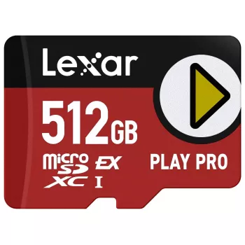 MicroSDXC atmiņas karte Lexar PLAY PRO 512 GB UHS-I U3 — 900 MB/s lasīšana, 600 MB/s rakstīšana