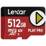 MicroSDXC atmiņas karte Lexar PLAY PRO 512 GB UHS-I U3 — 900 MB/s lasīšana, 600 MB/s rakstīšana