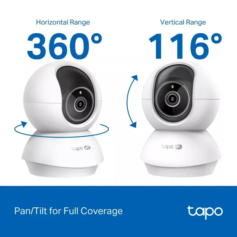 TP-LINK Tapo C250 | Pan/Tilt AI mājas drošības Wi-Fi kamera | PTZ | 8 MP | 4mm/F1.6 | H.265 | microSD karte līdz 512 GB