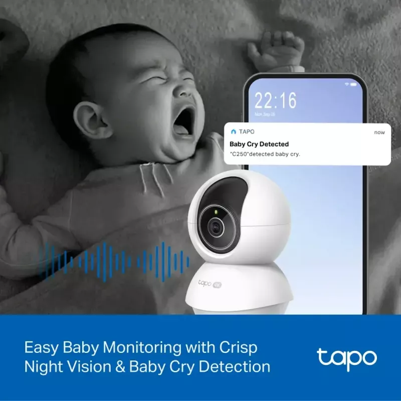 TP-LINK Tapo C250 | Pan/Tilt AI mājas drošības Wi-Fi kamera | PTZ | 8 MP | 4mm/F1.6 | H.265 | microSD karte līdz 512 GB