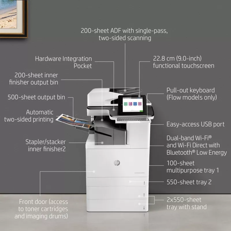 HP Color LaserJet Enterprise Flow MFP M776zs, lāzera, krāsu druka, 1200 x 1200 DPI, A3, tiešā druka, melna, balta
