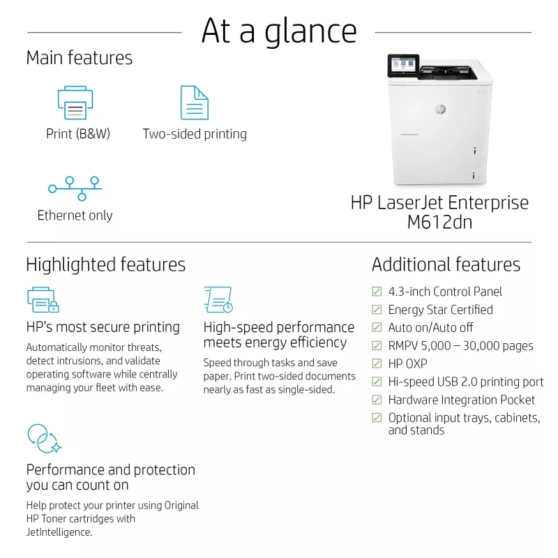 Printeris HP LaserJet Enterprise M612dn lāzera balts