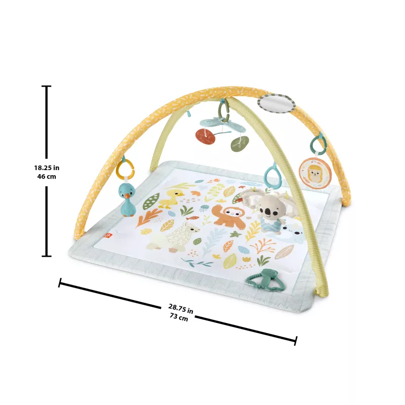 Fisher-Price Sensimals Simply Senses Newborn Gym bērnu aktivitāšu paklājiņš ar 6 sensoriskām rotaļlietām