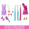 Barbie Fun & Fancy Hair lelle ar īpaši gariem, krāsainiem blondiem matiem un frizūras aksesuāriem