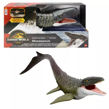 Jurassic World Rebirth Super Colossal Mosasaurus darbības figūra, dinozauru rotaļlieta