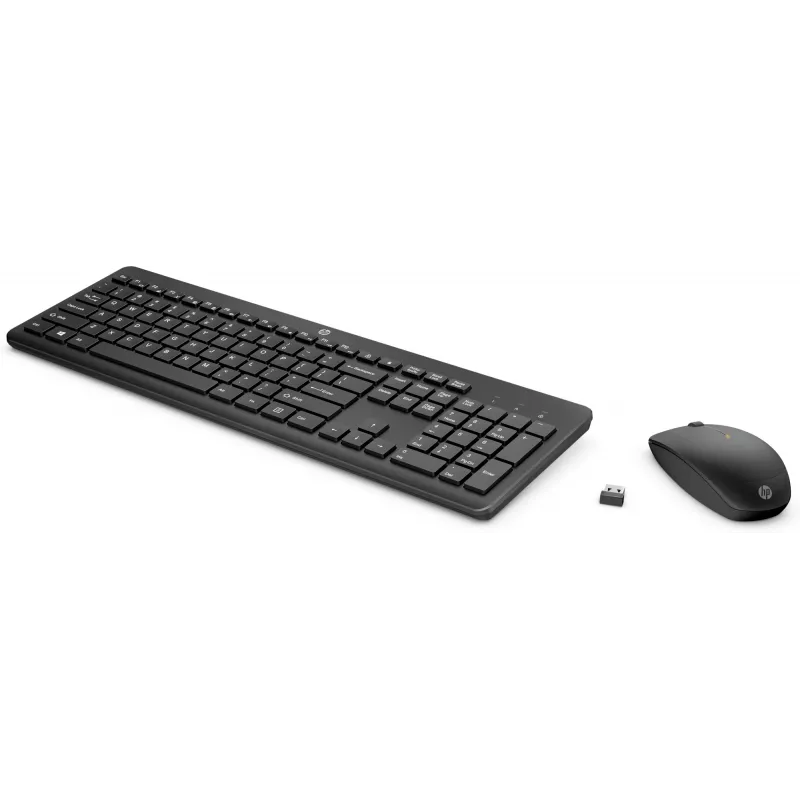 HP 235 Wireless pele and tastatūra Combo, Full-size (100%), Wireless, RF Wireless, Melns, pele included