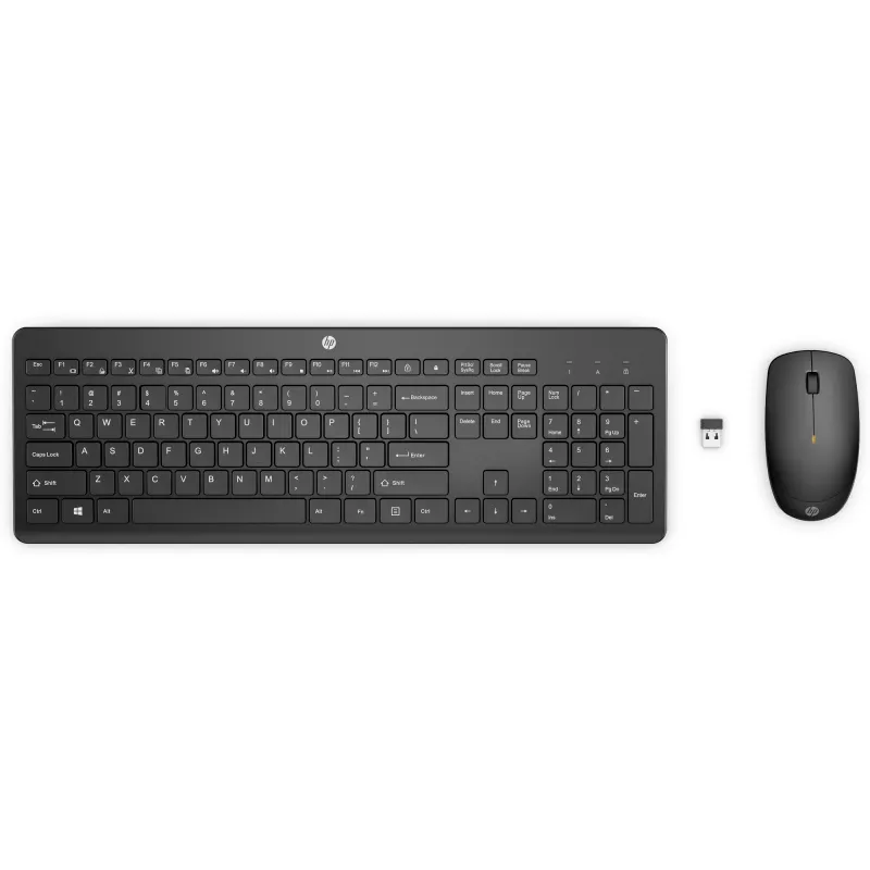 HP 235 Wireless pele and tastatūra Combo, Full-size (100%), Wireless, RF Wireless, Melns, pele included