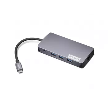 Dokstacijas adapteris Lenovo GX91M73946 USB-C vadu, 100 W, HDMI, VGA, 3x USB-A, SD lasītājs, Gigabit Ethernet, 4K@30 Hz, pelēks