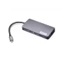 Dokstacijas adapteris Lenovo GX91M73946 USB-C vadu, 100 W, HDMI, VGA, 3x USB-A, SD lasītājs, Gigabit Ethernet, 4K@30 Hz, pelēks
