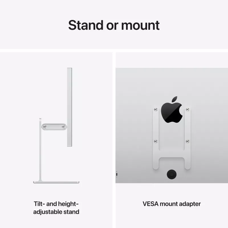 Monitors Apple Studio Display XDR — 27 collu 5K (5120×2880), LED, nano-tekstūras stikls, noliecamais un augstumā regulējamais statīvs, sudraba krāsa