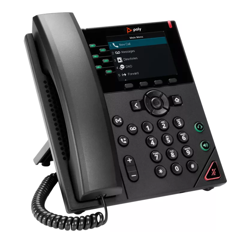HP Poly VVX 350 6 līniju IP tālrunis ar PoE atbalstu, IP tālrunis, melns, vadu klausule, 6 līnijas, LCD, 8,89 cm (3,5 collas)